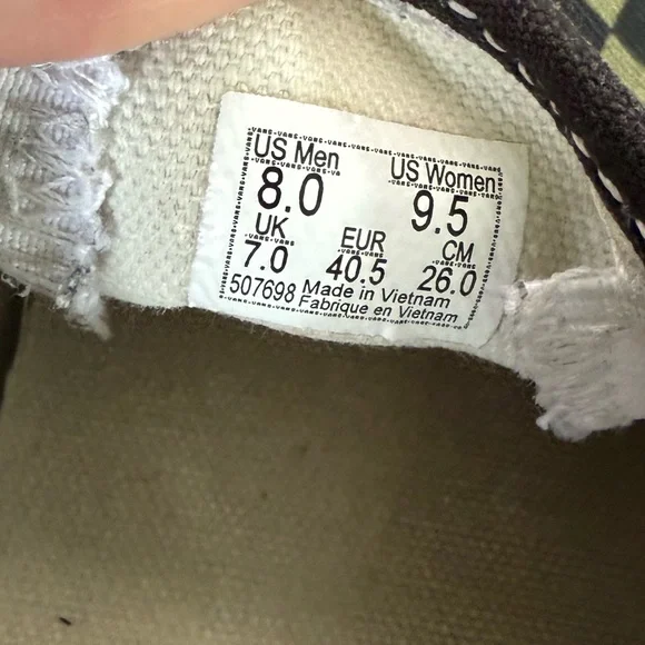 Vans Slip-On Checkerboard Black and Olive Sneakers - Picture 5 of 5